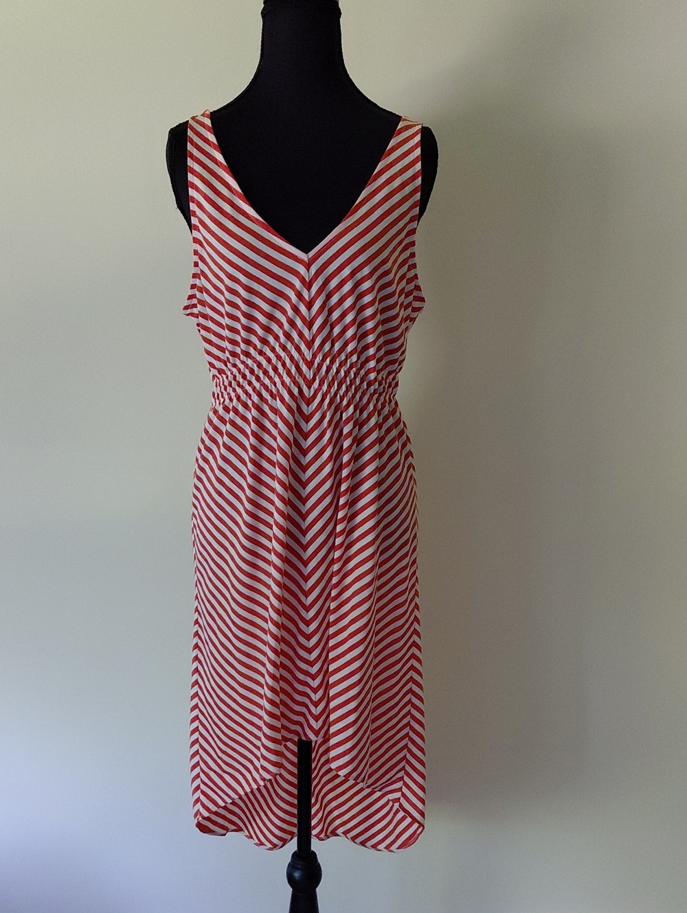 Orange and White Striped Crisscross Back Dress